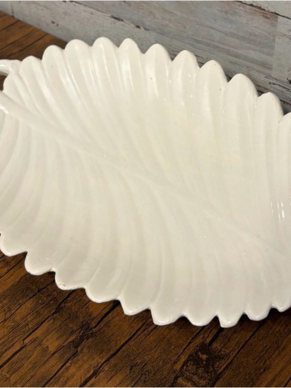 White Ceramic Leaf Serving Platter